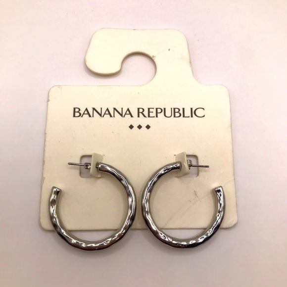 Banana Republic Jewelry - Banana Republic Silver Textured Hoop Earrings